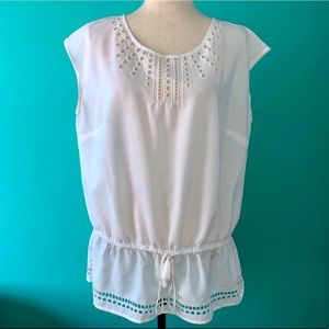 Lane Bryant White Eyelet Sleeveless Top